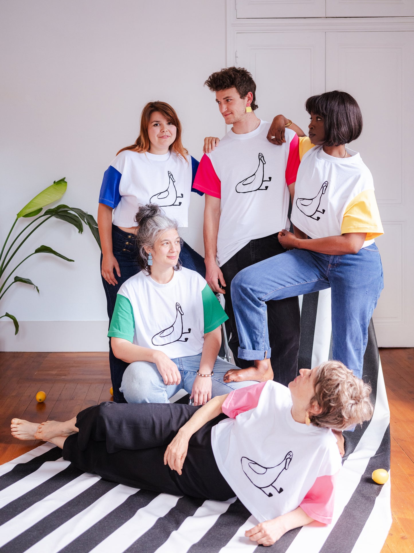 Tshirt sérigraphié canard manches colorées