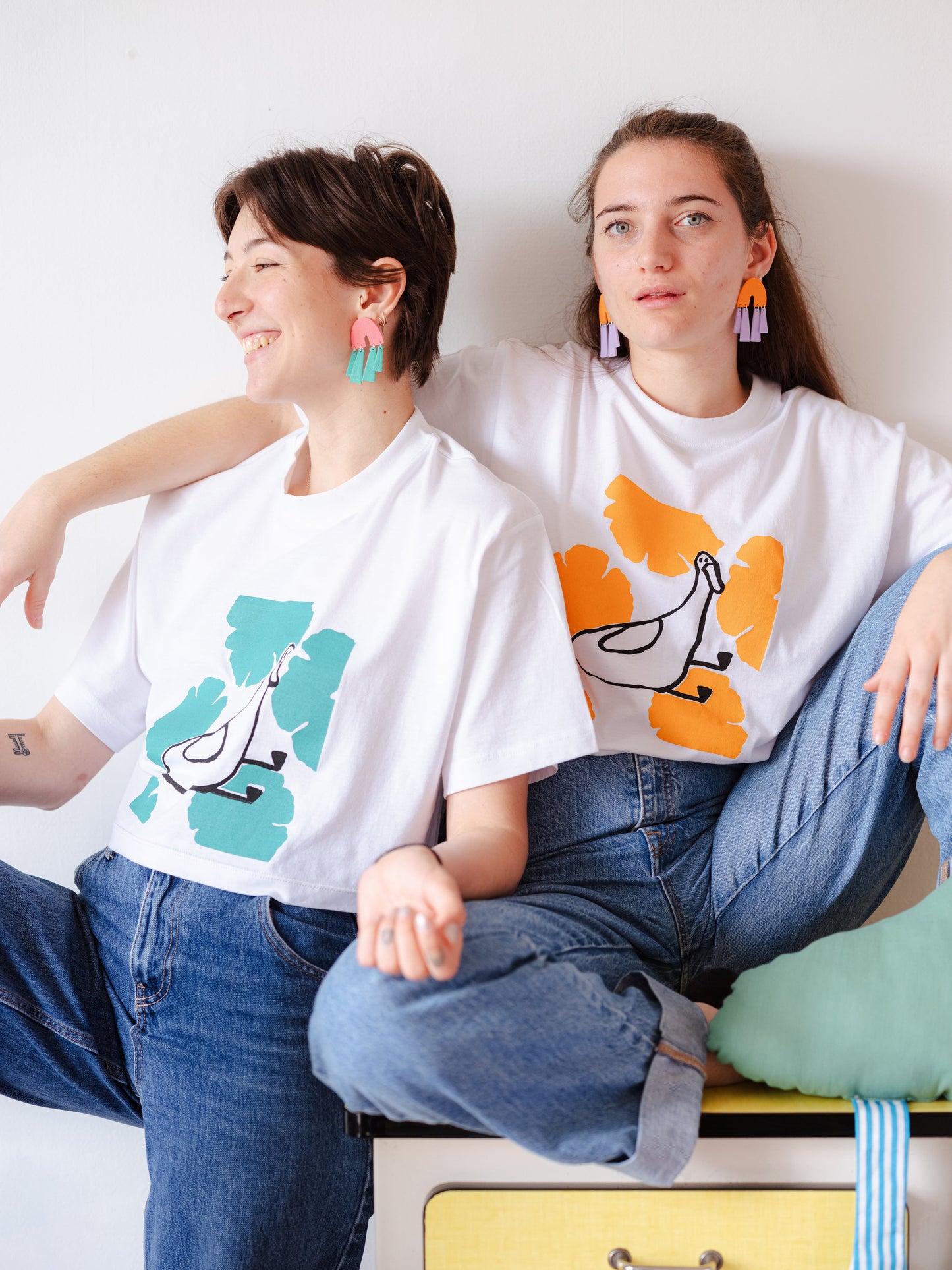 Tshirt sérigraphié canard et fleurs