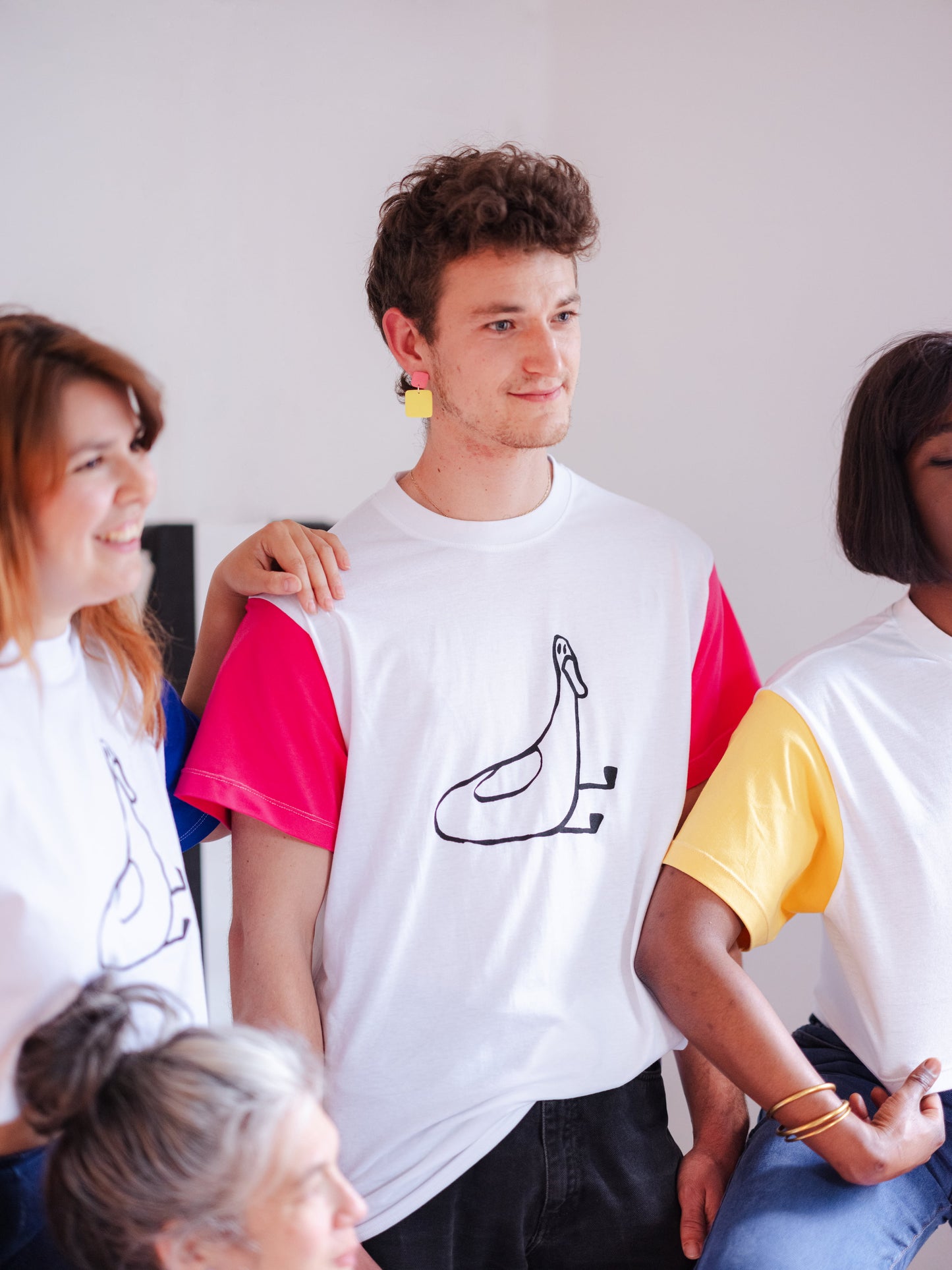 Tshirt sérigraphié canard manches colorées