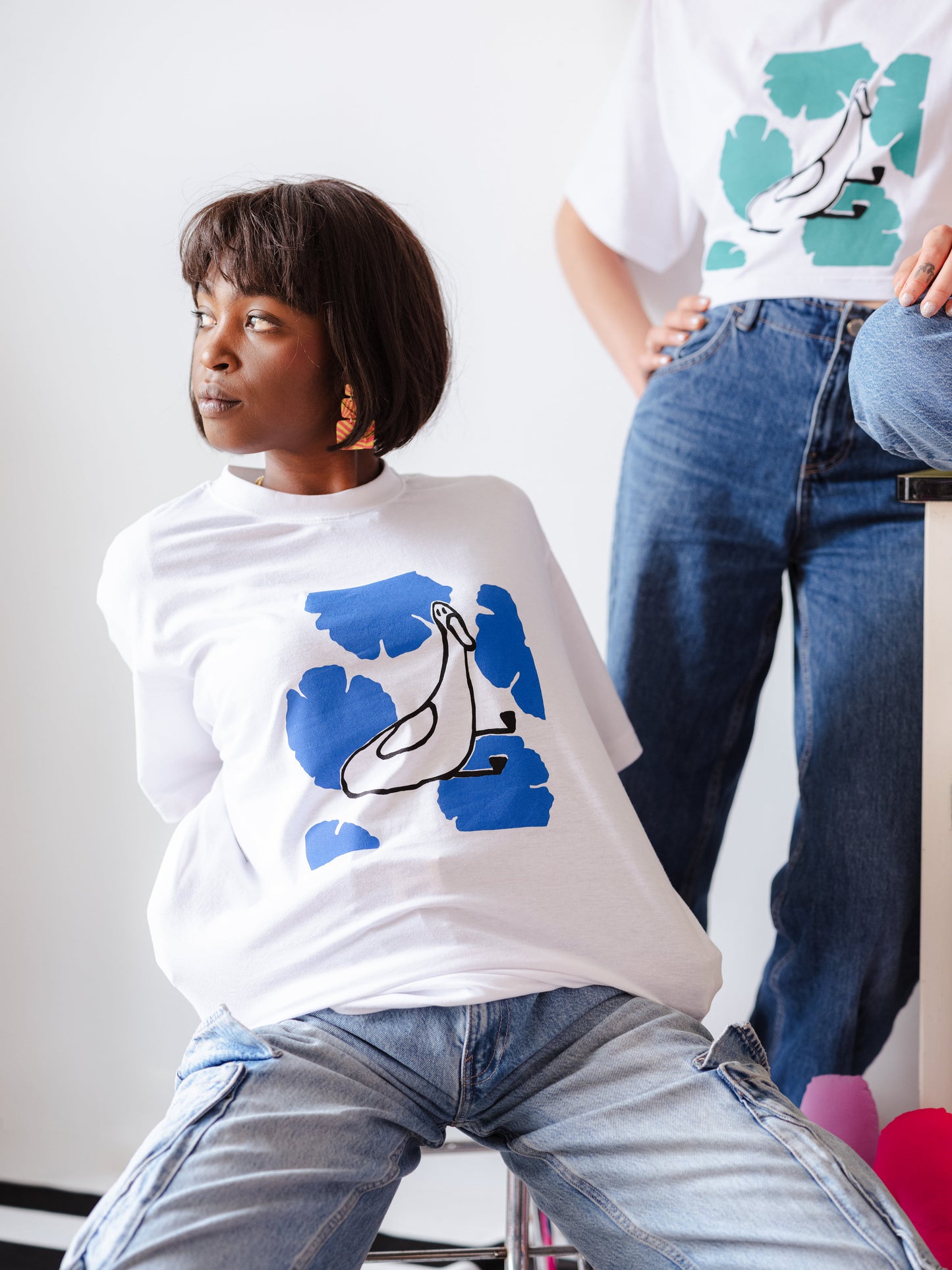Tshirt sérigraphié canard et fleurs