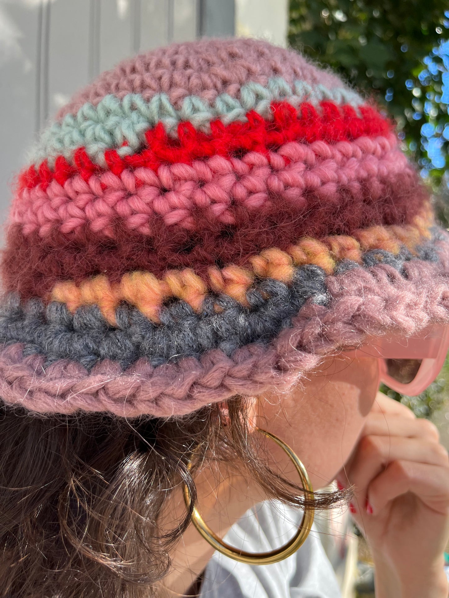 Bob en crochet multicolore