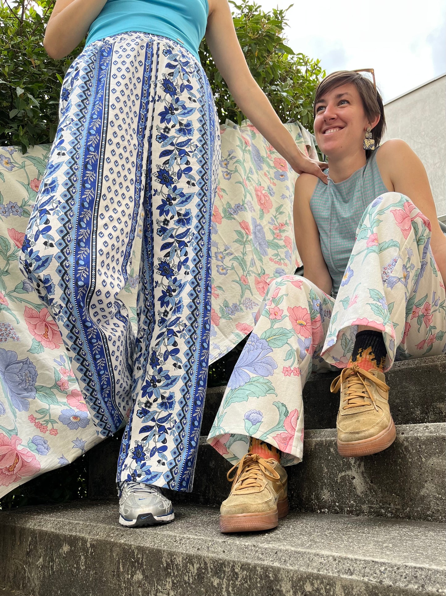 Pantalon imprimé bleu provençal