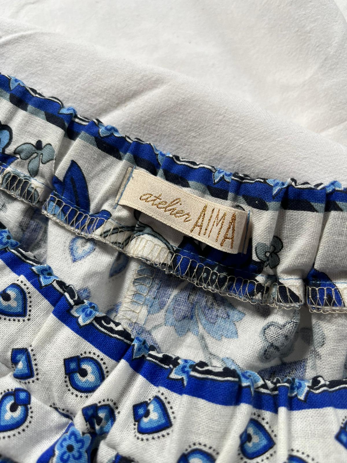 Pantalon imprimé bleu provençal