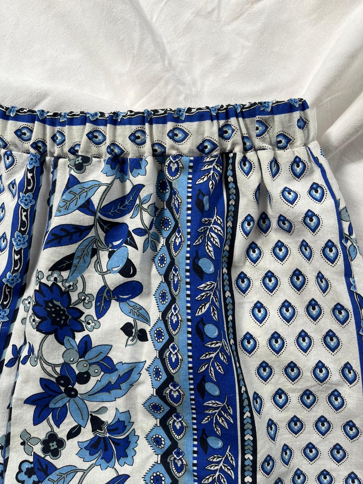 Pantalon imprimé bleu provençal