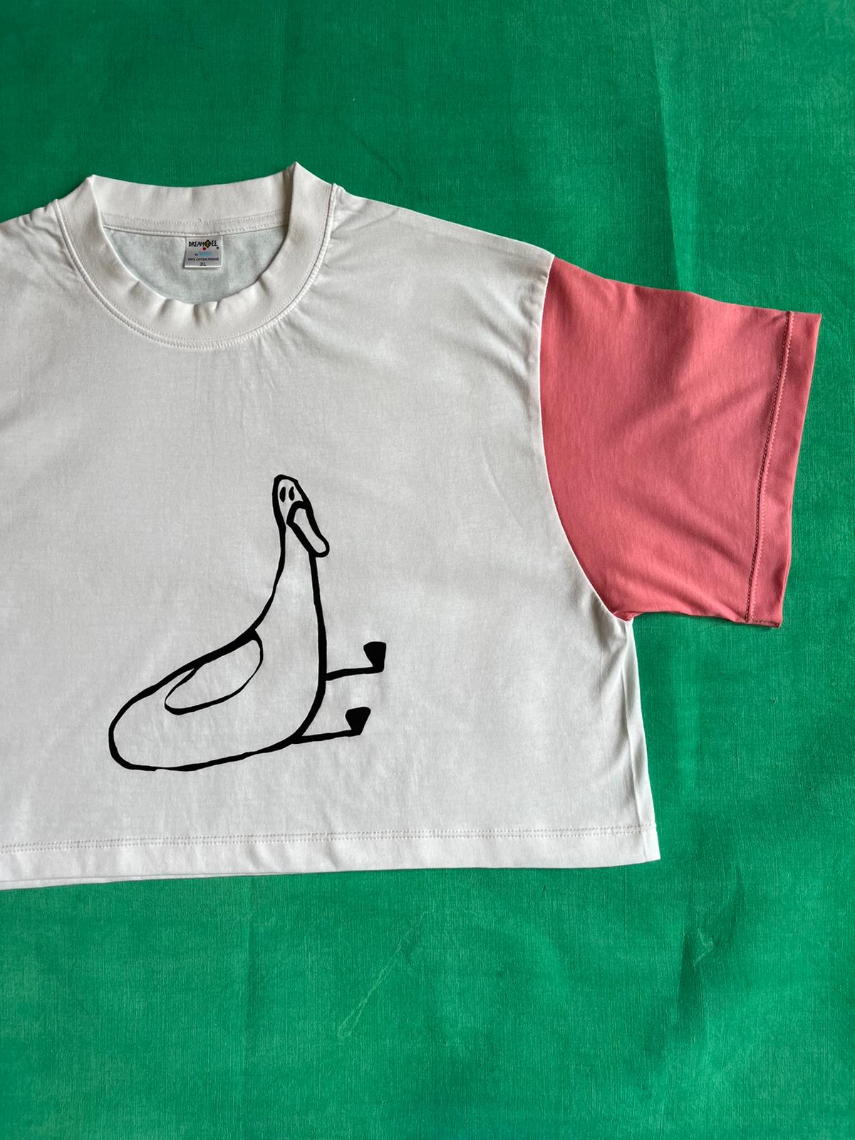 Tshirt sérigraphié canard manches colorées
