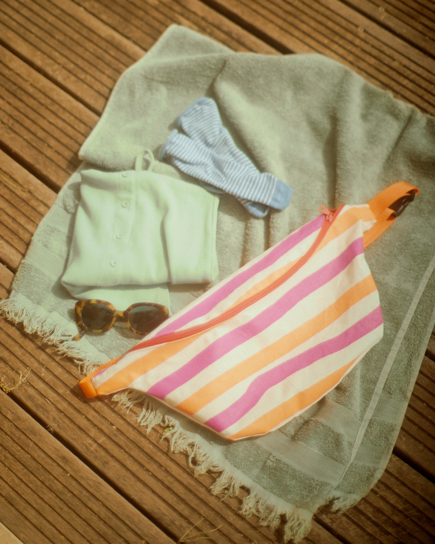 Parasol orange et rose