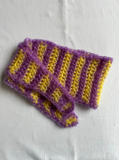 Tour de cou mohair violet et jaune