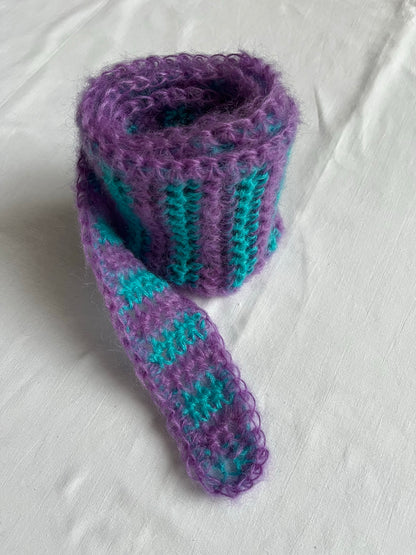 Tour de cou mohair bleu et violet