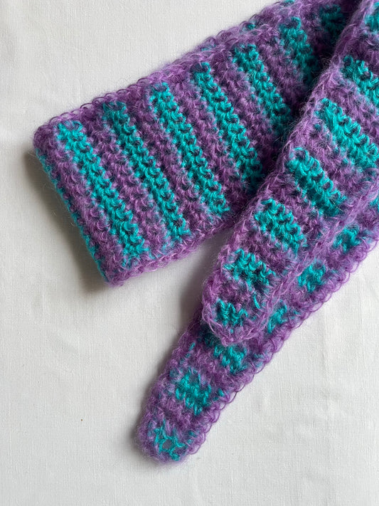 Tour de cou mohair bleu et violet