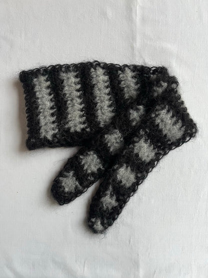 Tour de cou mohair gris et noir