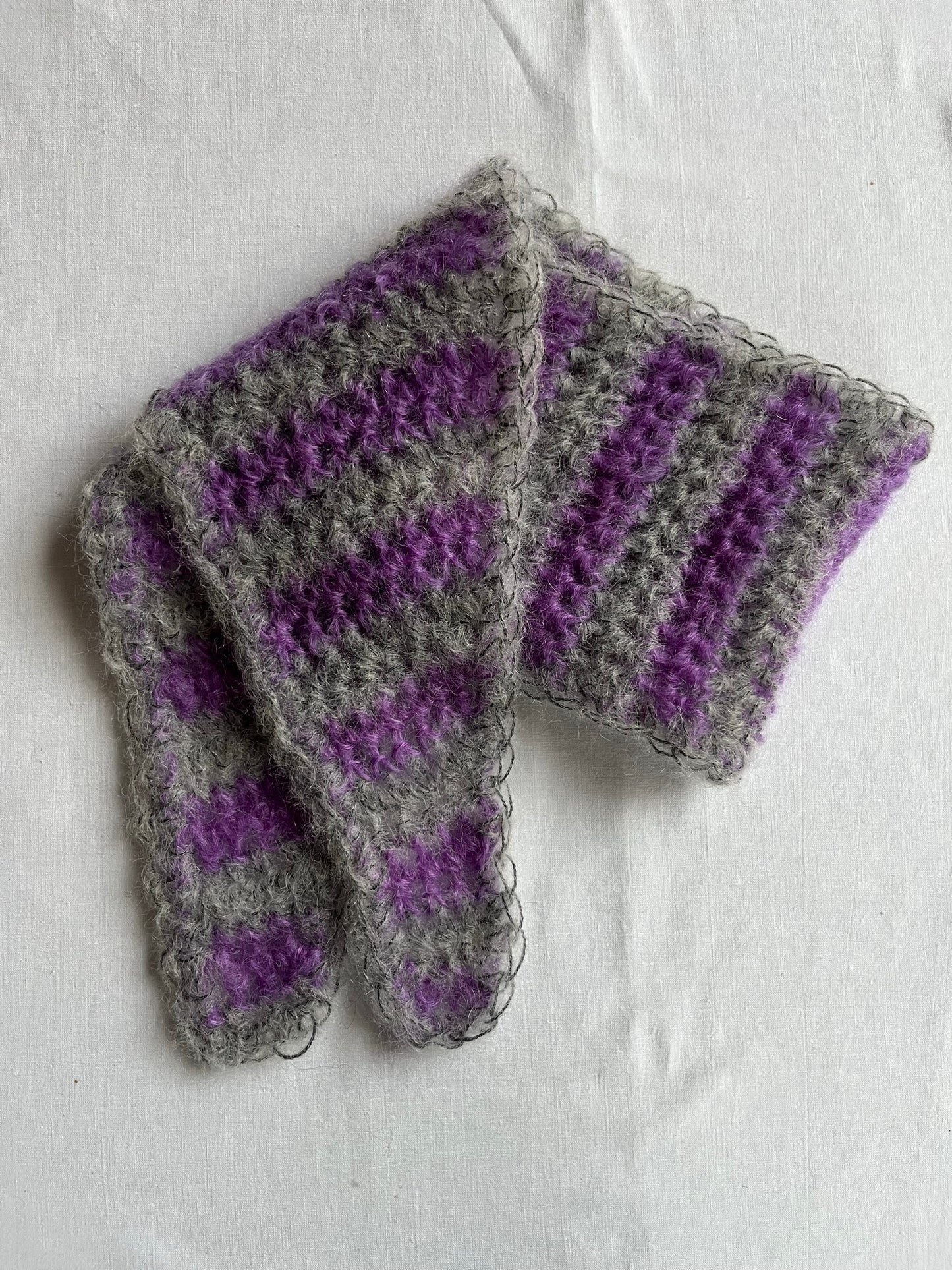 Tour de cou mohair gris et violet