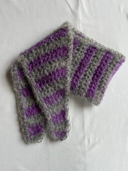 Tour de cou mohair gris et violet