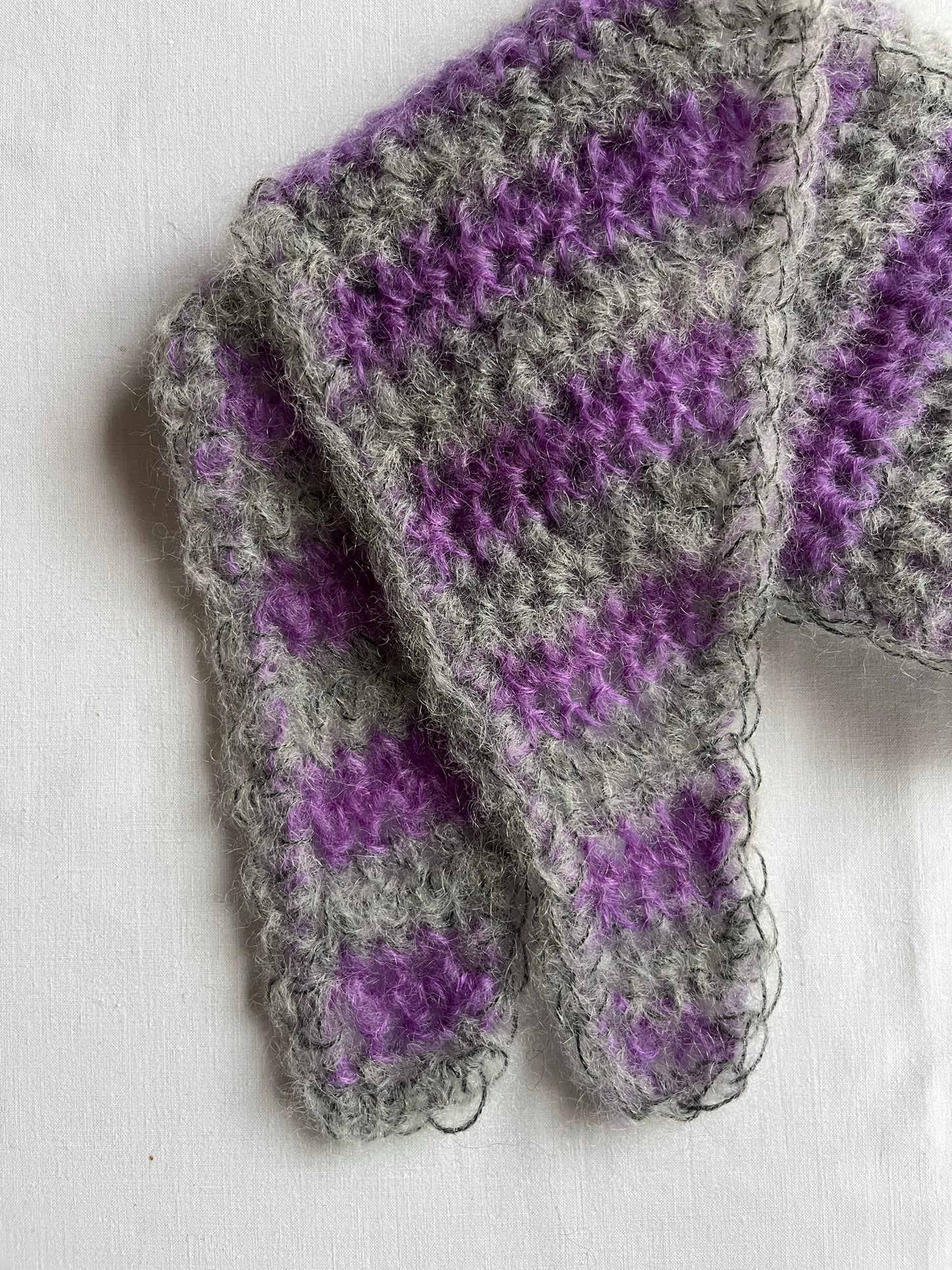 Tour de cou mohair gris et violet