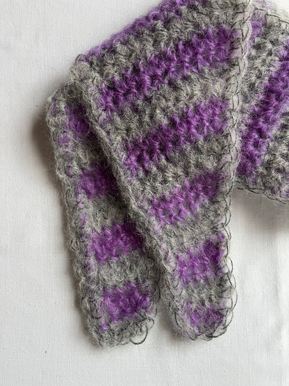 Tour de cou mohair gris et violet