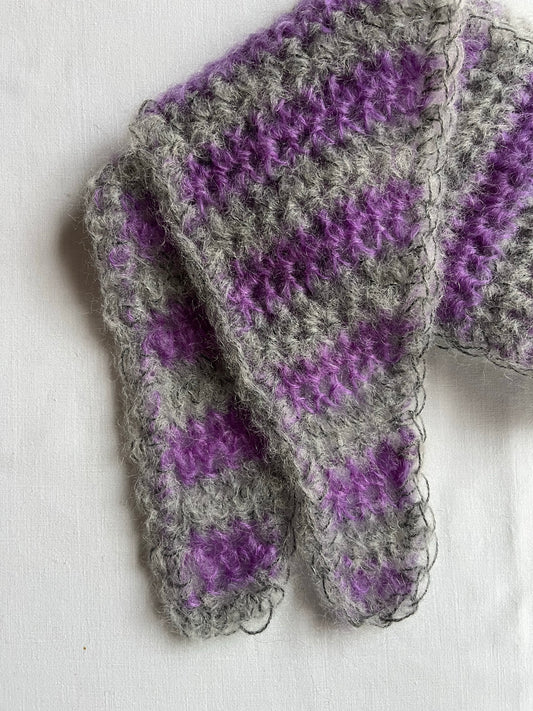 Tour de cou mohair gris et violet